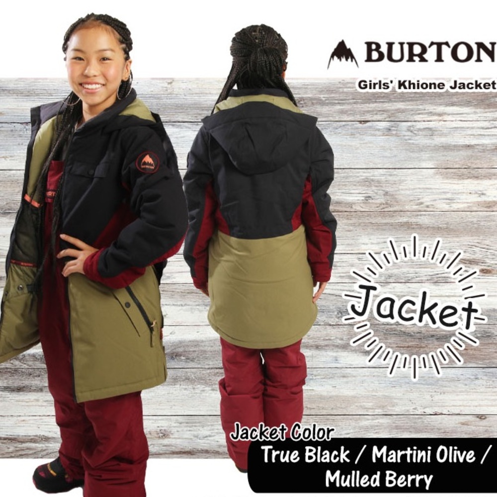 Burton Girls' Khione Jacket - Black, Olive, Berry